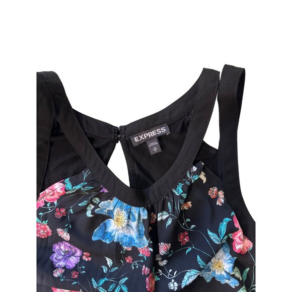 💖Floral Sleeveless Express Womens Top With Keyhole Back - Polyester Rayon Blend - Picture 5 of 6